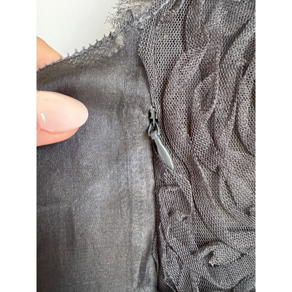 J. Crew Florette Black 100% Silk Rosette Mesh Sleeveless Cocktail Dress Women 10